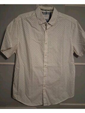 Ricky Singh Cactus Man Button Down Shirt Mens L Blue Dots Short Sleeve
